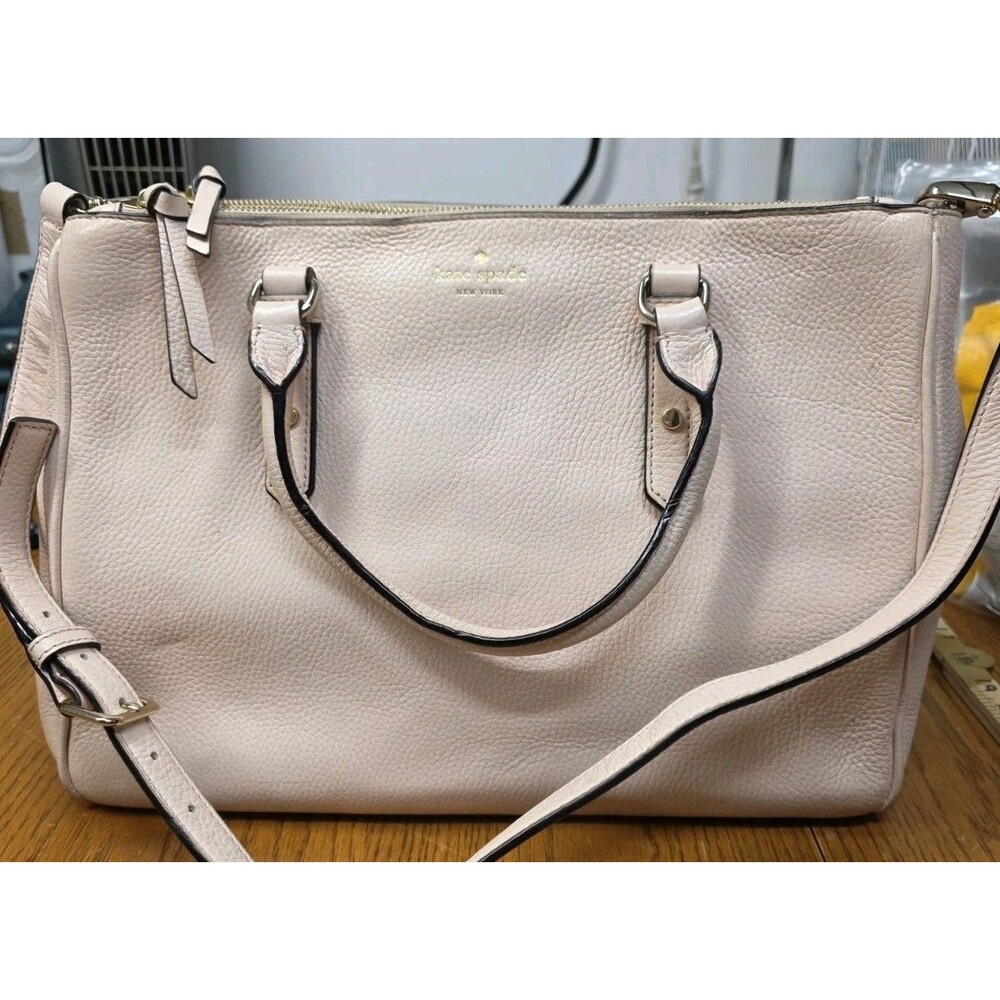 New Kate Spade Mulberry Street Leighann Pebble Leather Crossbody Tote Lt Pink